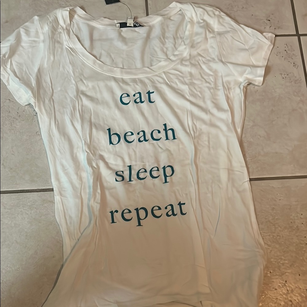 White Graphic Tee - Eat Beach Sleep Repeat